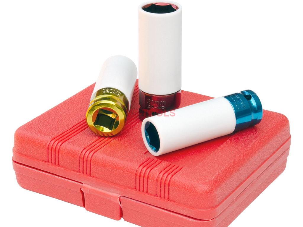 3pcs Sockets Thin Wall Impact 1/2 Square Drive Wheel Protector